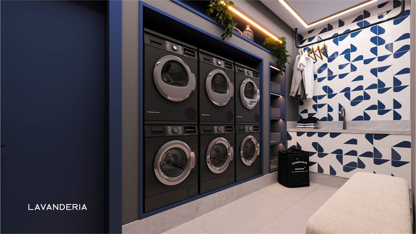 Lavanderia compartilhada no Falcon Sky Tower