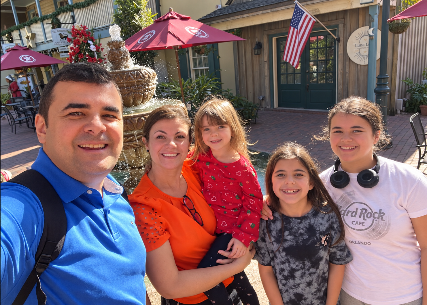 Rafael Siqueira com sua família em Orlando, Flórida
