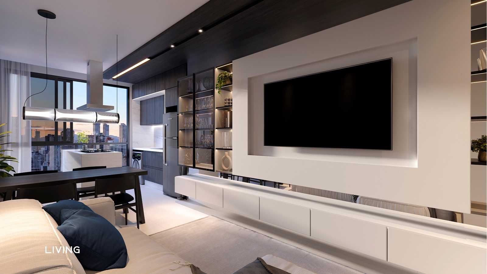 Living de apartamento no Falcon Sky Tower