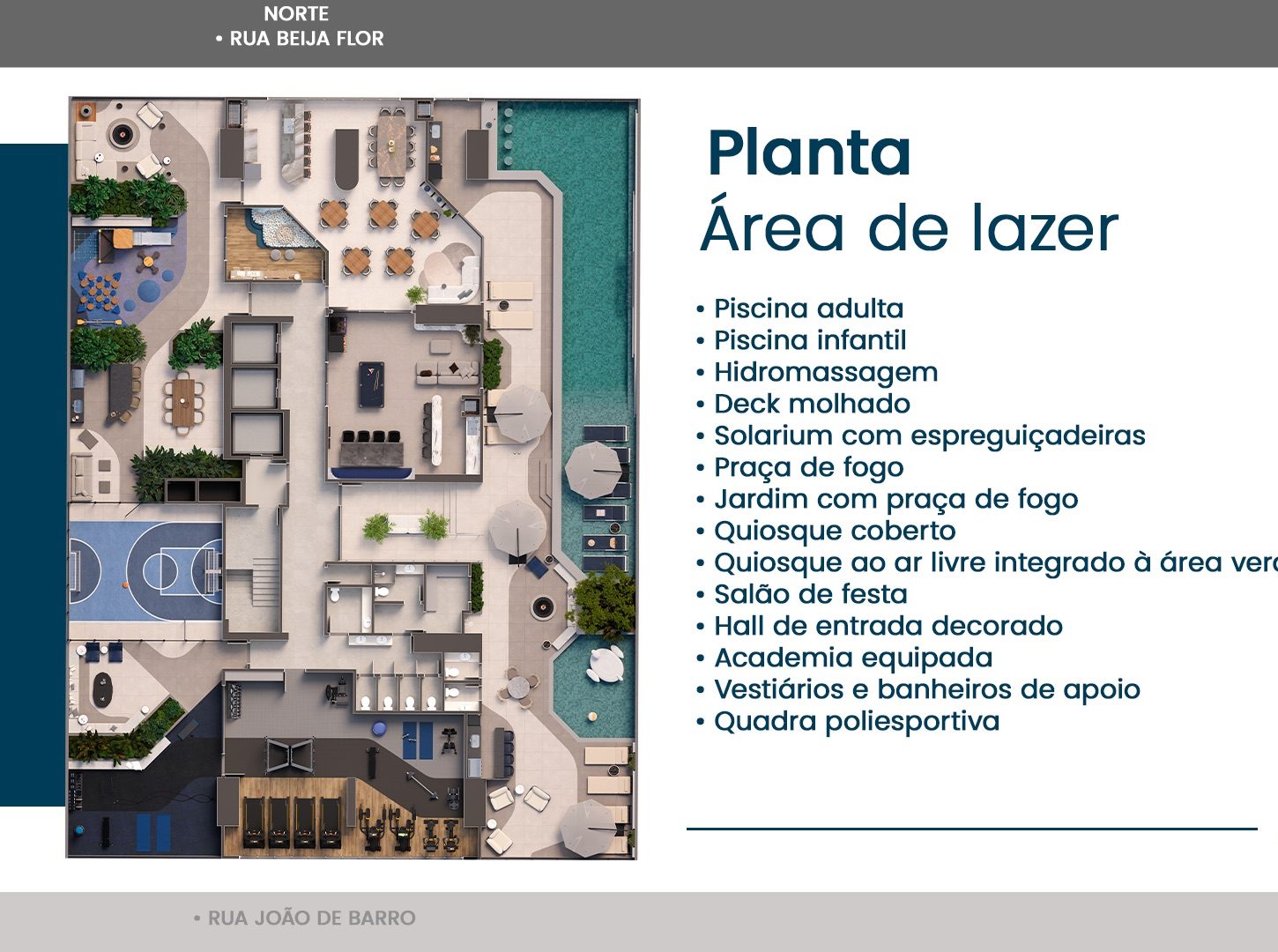 Planta ilustrativa da área de lazer do Falcon Sky Tower