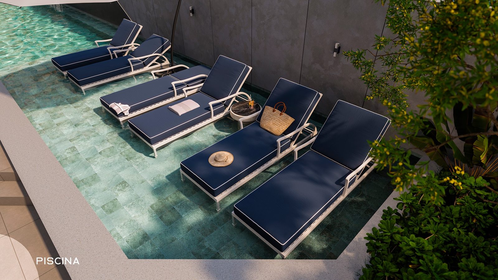 Deck molhado e piscina no Falcon Sky Tower