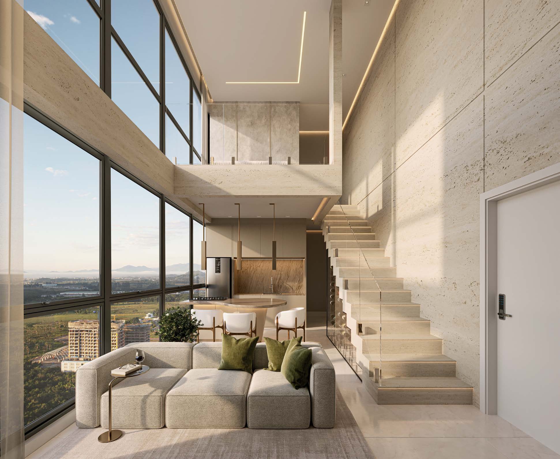 Sacada envidraçada com vista no Aura Residence