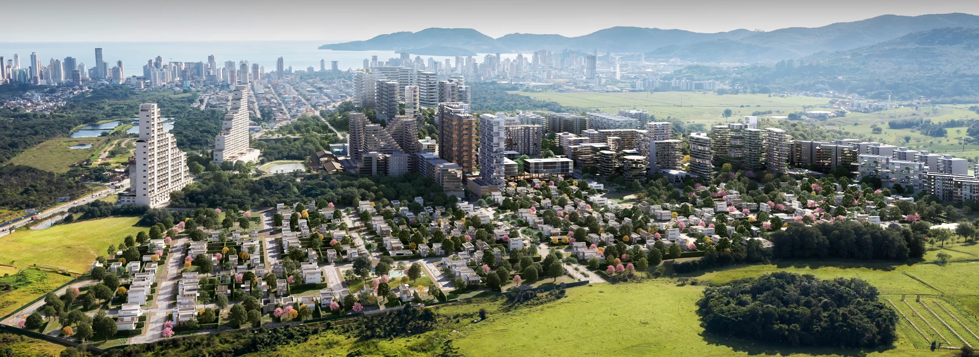 Vista aérea do bairro planejado VivaPark Porto Belo, em Santa Catarina