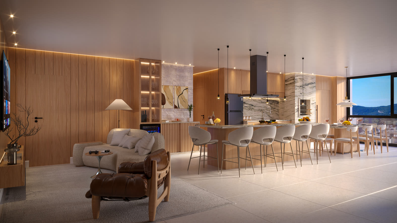 Living de apartamento tipo do Summer Bay Home