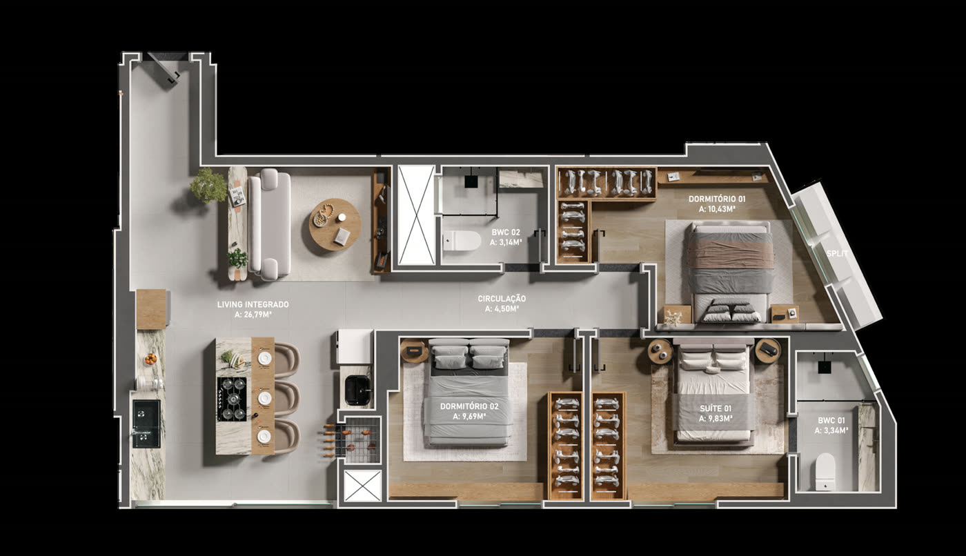 Planta do Apartamento Tipo 03 do Summer Bay Home em Itapema SC