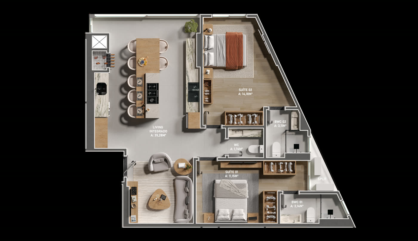 Planta do Apartamento Tipo 04 do Summer Bay Home em Itapema SC