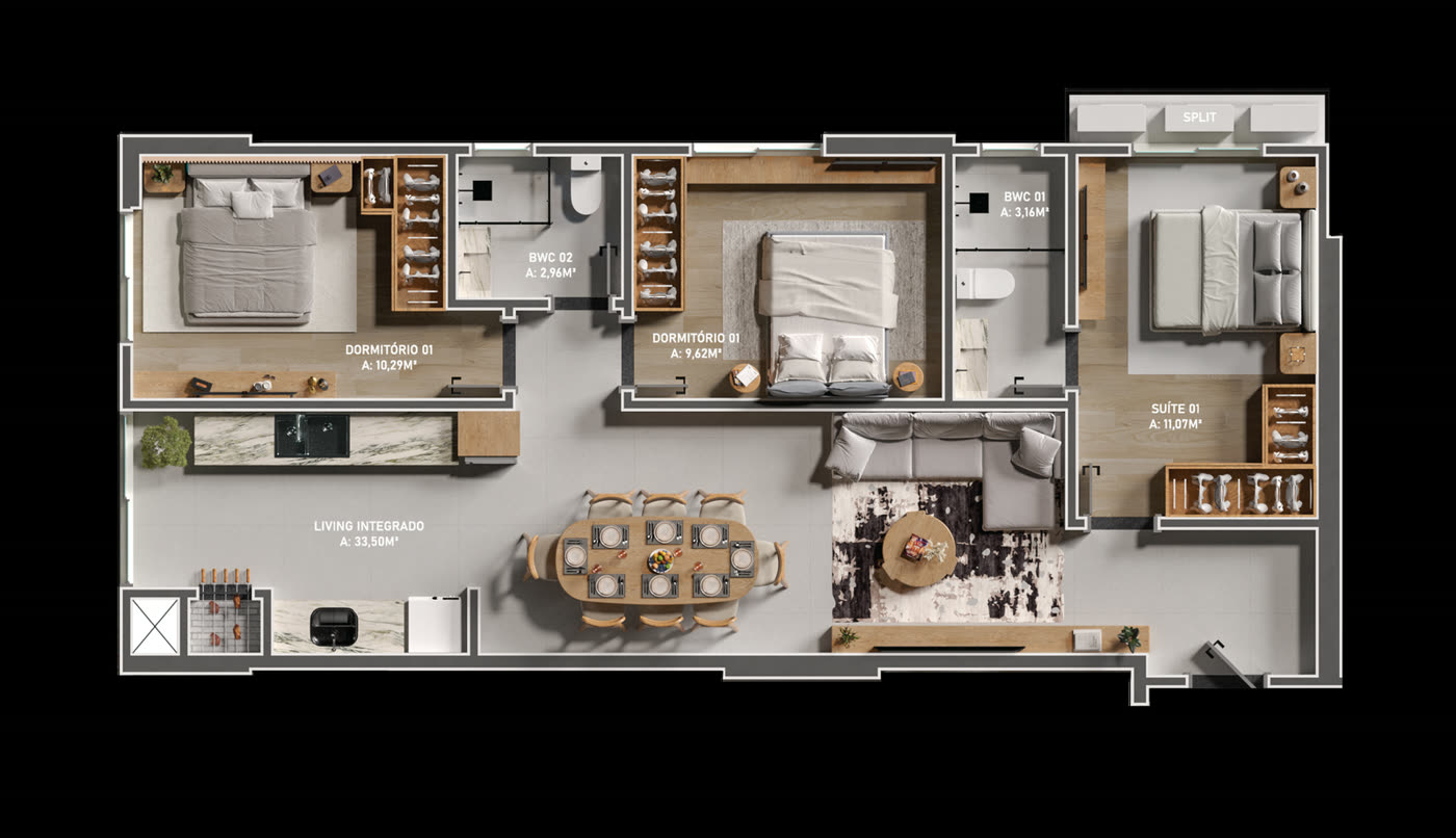 Planta do Apartamento Tipo 05 do Summer Bay Home em Itapema SC