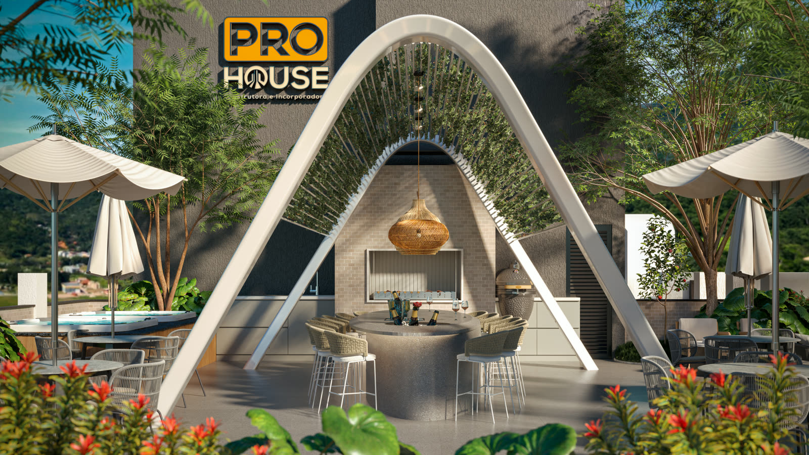 Rooftop garden com vista para o mar no Summer Bay Home